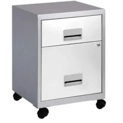 Pierre Henry Combi Filing Cabinet 2 Drawer - Silver & White