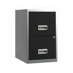 Pierre Henry 2 Drawer Maxi Tall Filing Cabinet - Silver/Black