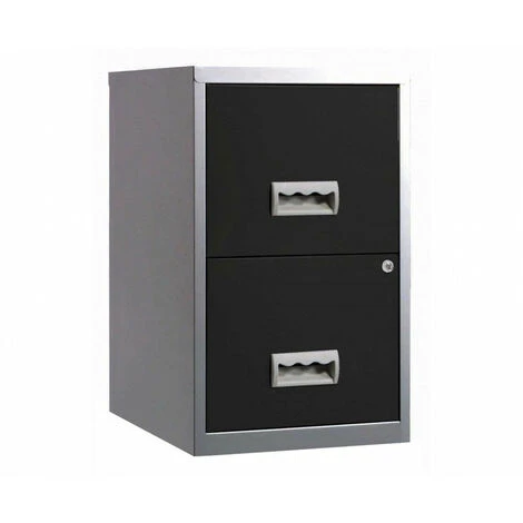 Pierre Henry 2 Drawer Maxi Tall Filing Cabinet - Silver/Black 1 Pierre Henry 2 Drawer Maxi Tall Filing Cabinet - Silver/Black