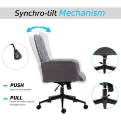 HOMCOM Vinsetto Computer Chair W/Armrest Modern Style Tufted For Home Office Dining Room Dark Grey -Office Furniture Store 8684618 4