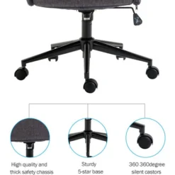 HOMCOM Vinsetto Computer Chair W/Armrest Modern Style Tufted For Home Office Dining Room Dark Grey -Office Furniture Store 8684618 5