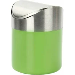 Mini Stainless Steel Trash Can With Convenient Swing Lid For Office Trolley Bedroom (Green)