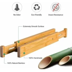 Bamboo Kitchen Drawer Divider, Drawer Organizers, Expandable Drawer Divider, Wooden Desk Drawer Organizers, Kitchen Compartment Organizer, Baby Drawer 43-56cm -Office Furniture Store 87635435 3