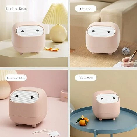 Small Trash Can, Cute Ninja Office Trash Can With Lid, Bedroom Trash Can With 1 Roll Waste Bag, Trash Can For Home, Bedroom, Office (Pink) 3 Small Trash Can, Cute Ninja Office Trash Can With Lid, Bedroom Trash Can With 1 Roll Waste Bag, Trash Can For Home, Bedroom, Office (Pink) - Image 3