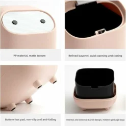 Small Trash Can, Cute Ninja Office Trash Can With Lid, Bedroom Trash Can With 1 Roll Waste Bag, Trash Can For Home, Bedroom, Office (Pink) 8 Small Trash Can, Cute Ninja Office Trash Can With Lid, Bedroom Trash Can With 1 Roll Waste Bag, Trash Can For Home, Bedroom, Office (Pink) -Office Furniture Store 87648870 4