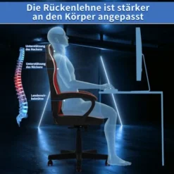 Gaming Chair Office Chair Ergonomic Chair Height Adjustable Chair Home Office With Universal Wheels,Red -Office Furniture Store 87792022 3