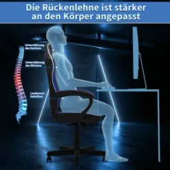 Gaming Chair Office Chair Ergonomic Chair Height Adjustable Chair Home Office With Universal Wheels,Blue -Office Furniture Store 87792023 3