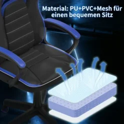 Gaming Chair Office Chair Ergonomic Chair Height Adjustable Chair Home Office With Universal Wheels,Blue -Office Furniture Store 87792023 5