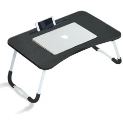 Adjustable Laptop Bed Table, Portable Lap Desk Bed Tray, Laptop With Foldable Legs, Black