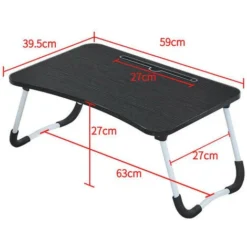 Adjustable Laptop Bed Table, Portable Lap Desk Bed Tray, Laptop With Foldable Legs, Black -Office Furniture Store 88057597 3