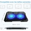 GDRHVFD C302 10-15.6 Laptop Cooling Pad Ultra Slim Portable 2 Big Quiet 1300 RPM Fans With Built-in USB Line Simple And Easy To Use