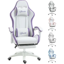 Vinsetto Racing Style Gaming Chair With Reclining Function Footrest Purple
