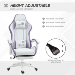 Vinsetto Racing Style Gaming Chair With Reclining Function Footrest Purple -Office Furniture Store 88512334 4