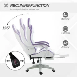 Vinsetto Racing Style Gaming Chair With Reclining Function Footrest Purple -Office Furniture Store 88512334 5