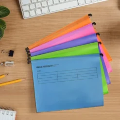 12 Pack A4 Polypropylene Hanging File Folders With Tabs And Card Inserts For Office, Home Organization (Mixed Colors) -Office Furniture Store 88617384 3