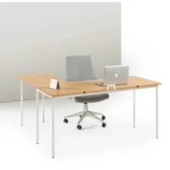 Dawson White Metal Corner Desk With Storage Drawer