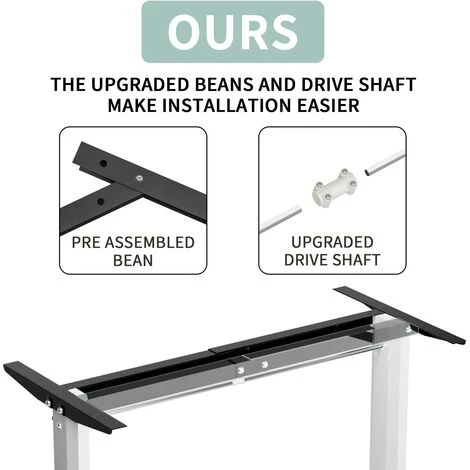 Standing Desk 140CM Electric Height Adjustable Desk Stand Up Home Office Computer Desk T-Shaped Metal Bracket Desk With Wood Tabletop And Memory Settings,White 5 Standing Desk 140CM Electric Height Adjustable Desk Stand Up Home Office Computer Desk T-Shaped Metal Bracket Desk With Wood Tabletop And Memory Settings,White - Image 5