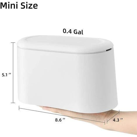 Desktop Mini Wastebasket With Lid, Small Trash Can, White With Lid 3 Desktop Mini Wastebasket With Lid, Small Trash Can, White With Lid - Image 3