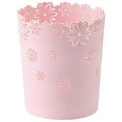 Plastic Round Trash Bin Hollow Waste Paper Bin Flower Lace Trash Can For Kitchen Office Trash Bin,Hollow Garbage Bin,Flower Lace Trash Can