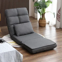 Furniture One Folding Floor Chair Adjustable 14 Angles Chair Bed With Pillow For Gaming Relax - Grey