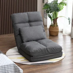 Furniture One Folding Floor Chair Adjustable 14 Angles Chair Bed With Pillow For Gaming Relax - Grey -Office Furniture Store 89914124 3