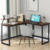 L Computer Desk With Self Corner Desk Work Table Home Office Table Industrial Rustic Brown