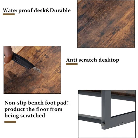 L Computer Desk With Self Corner Desk Work Table Home Office Table Industrial Rustic Brown 5 L Computer Desk With Self Corner Desk Work Table Home Office Table Industrial Rustic Brown - Image 5