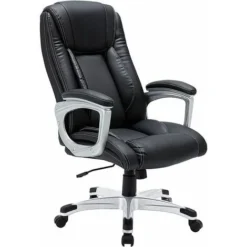 YODOLLA Office Chair PU Leather Ergonomic Desk Chair Adjustable Executive Chair, Black