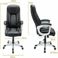 YODOLLA Office Chair PU Leather Ergonomic Desk Chair Adjustable Executive Chair, Black -Office Furniture Store 90573646 5