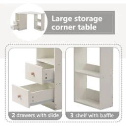 L-Computer Desk Corner Computer Desk With Large Storage Space Study Desk Laptop Table For Home Office, White 7 L-Computer Desk Corner Computer Desk With Large Storage Space Study Desk Laptop Table For Home Office, White -Office Furniture Store 90636110 3
