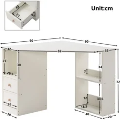L-Computer Desk Corner Computer Desk With Large Storage Space Study Desk Laptop Table For Home Office, White 9 L-Computer Desk Corner Computer Desk With Large Storage Space Study Desk Laptop Table For Home Office, White -Office Furniture Store 90636110 5