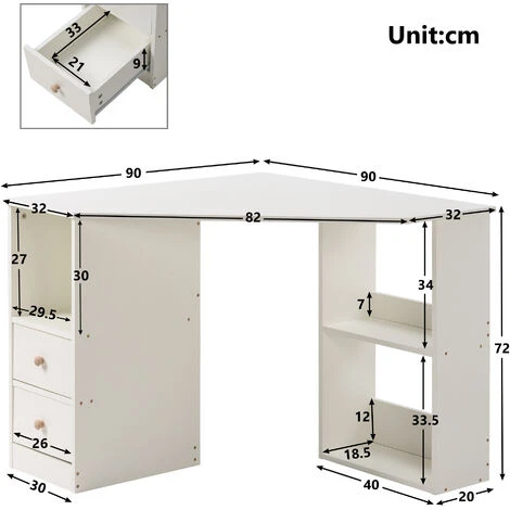 L-Computer Desk Corner Computer Desk With Large Storage Space Study Desk Laptop Table For Home Office, White 5 L-Computer Desk Corner Computer Desk With Large Storage Space Study Desk Laptop Table For Home Office, White - Image 5