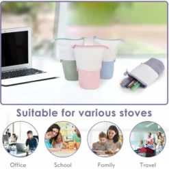 Vertical Pen Holder Retractable Cute Pen Bag Color, PU Corduroy Vertical Stationery Pen Bag (pink) -Office Furniture Store 90741056 5