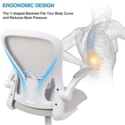 Puluomis Office Chair, Ergonomic Desk Chair, Swivel Computer Chair, With Lumbar Support, Flip Up Armrests, 30° Rocking Function, Height Adjustable, Beige -Office Furniture Store 90999890 3