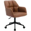 Home Office Chair Modern Desk Chair With Arms Swivel Computer Chair For Bedroom, Leather, Brown