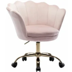 Velvet Office Chair Swivel Desk Chair Height Adjustable Task Chair For Home Office, Velvet, Light Pink