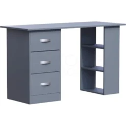 Mason Computer Desk 3 Drawer 3 Shelves PC Workstation Shelf Storage Home Office Table, Grey -Office Furniture Store 91415870 5