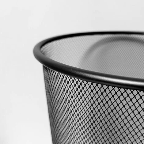 19L Mesh Metal Bin Black Wire Mesh Waste Paper Basket Round Wastebasket 3 19L Mesh Metal Bin Black Wire Mesh Waste Paper Basket Round Wastebasket - Image 3