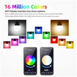Wifi Smart Bulb E27 9W LED Multicolor RGB+CCT 2700K-6500K, Compatible With Alexa/Google Home, Smart Bulb No Hub Needed, 4 PCS [Energy Class A+] -Office Furniture Store 91891816 4