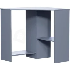 Hetton Corner Computer Desk 2 Shelf PC Workstation Shelves Storage Home Office Table, Grey -Office Furniture Store 91948271 5