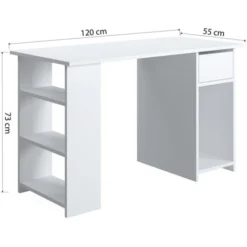ARMA - 3COMPARTMENT WORK TABLE WITH DRAWER WHITE -Office Furniture Store 92199125 5