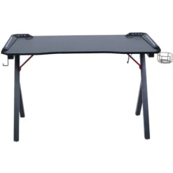 Neo Gaming Desk LED Computer Racing Table With Cup Holder Headphone Hook Cable Management 9 Neo Gaming Desk LED Computer Racing Table With Cup Holder Headphone Hook Cable Management -Office Furniture Store 92354314 5