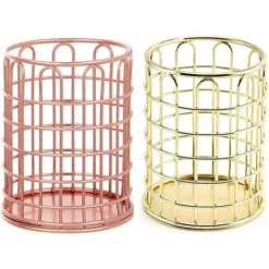 Pieces Iron Round Pen Holder Round Hollow Pen Holder Desk Pencil Cup Stand Organizer Makeup Brush Container For Storage Holder For Makeup Pens And Brushes