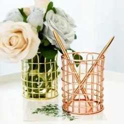 Pieces Iron Round Pen Holder Round Hollow Pen Holder Desk Pencil Cup Stand Organizer Makeup Brush Container For Storage Holder For Makeup Pens And Brushes -Office Furniture Store 92864609 4