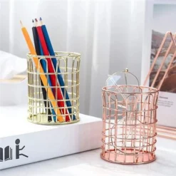 Pieces Iron Round Pen Holder Round Hollow Pen Holder Desk Pencil Cup Stand Organizer Makeup Brush Container For Storage Holder For Makeup Pens And Brushes -Office Furniture Store 92864609 5
