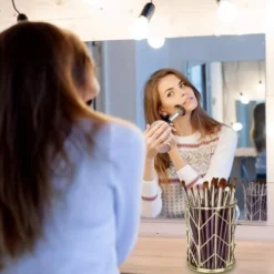 Metal Pen Holder Pencil Pot Pen Multifunction Hollow Pencil Holder Stationery Storage Organizer Container For Home, School, Office 2 Pieces (Gold) -Office Furniture Store 92864615 4