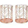 Metal Pen Holder Pencil Pot Pen Multifunction Hollow Pencil Holder Stationery Storage Organizer Container For Home, School, Office 2 Pieces (Rose Gold)