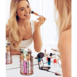 Metal Pen Holder Pencil Pot Pen Multifunction Hollow Pencil Holder Stationery Storage Organizer Container For Home, School, Office 2 Pieces (Rose Gold) -Office Furniture Store 92865437 5