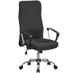 Yaheetech High Back Fabric Office Chair Adjustable Swivel Chair, Black