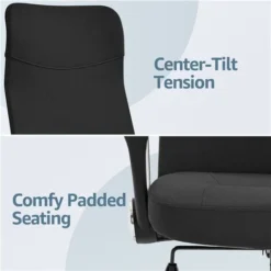 Yaheetech High Back Fabric Office Chair Adjustable Swivel Chair, Black -Office Furniture Store 92910472 4